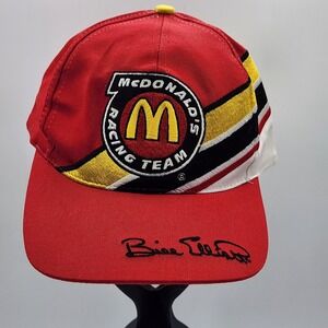 Vtg McDonald's Racing Team #94 Bill Elliott‎ Snapback Hat Red Yellow Stripe